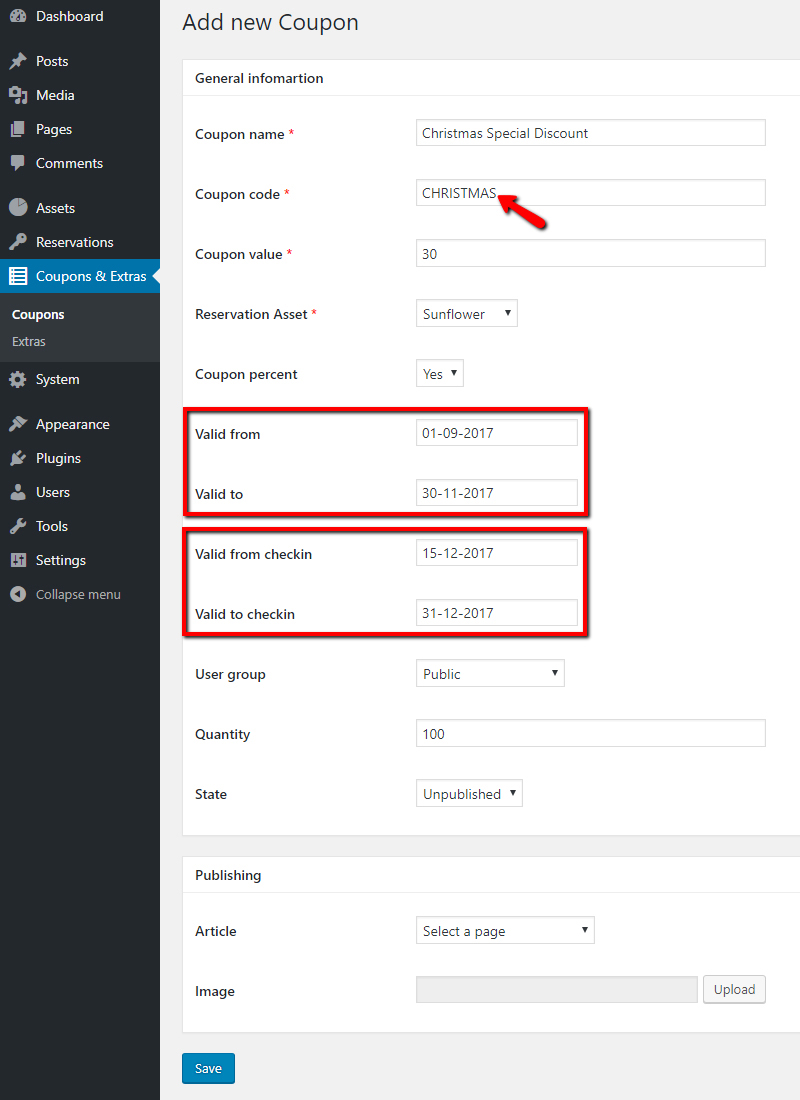 How to configure Coupon