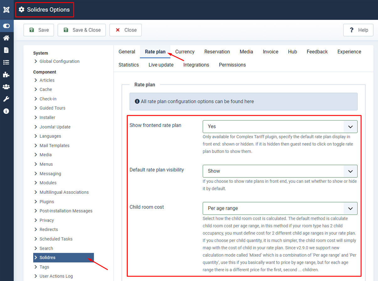 Rate plan configuration