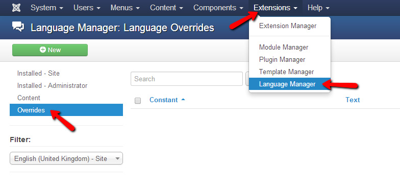Language overrides for Solidres in Joomla