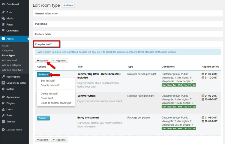Tariff configuration