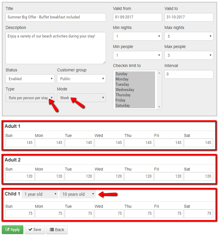 Tariff configuration