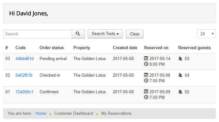 RMS - Customer dashboard