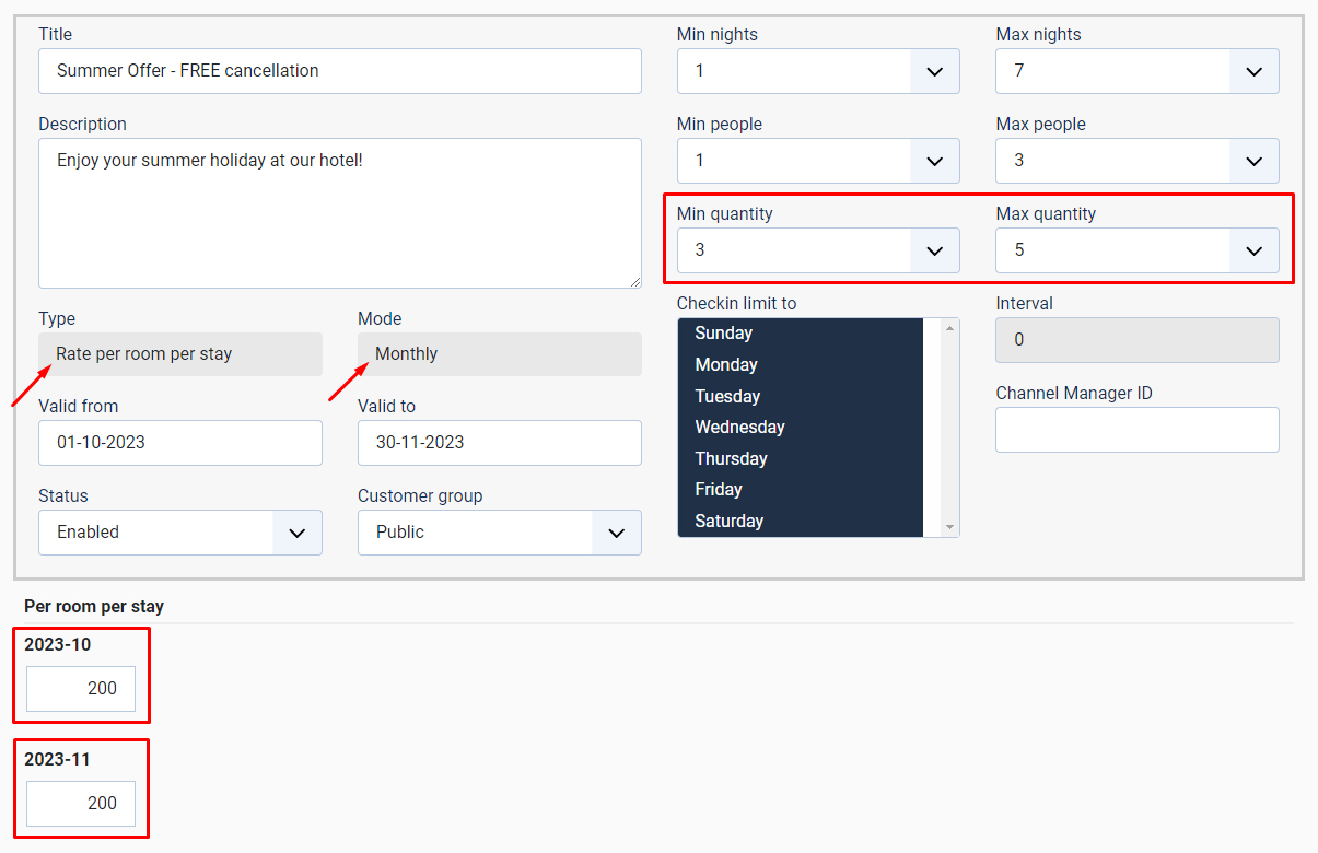 Rate plan configuration