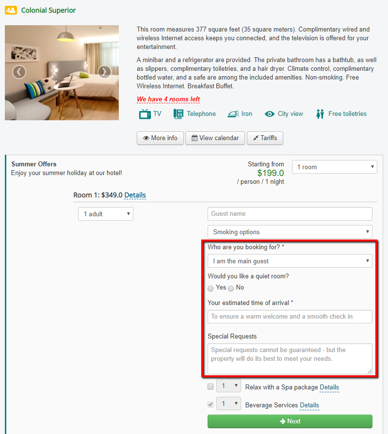 Custom fields for room form