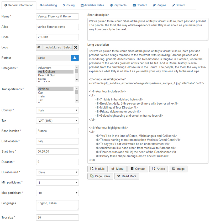 Experience (Tour & Activities)